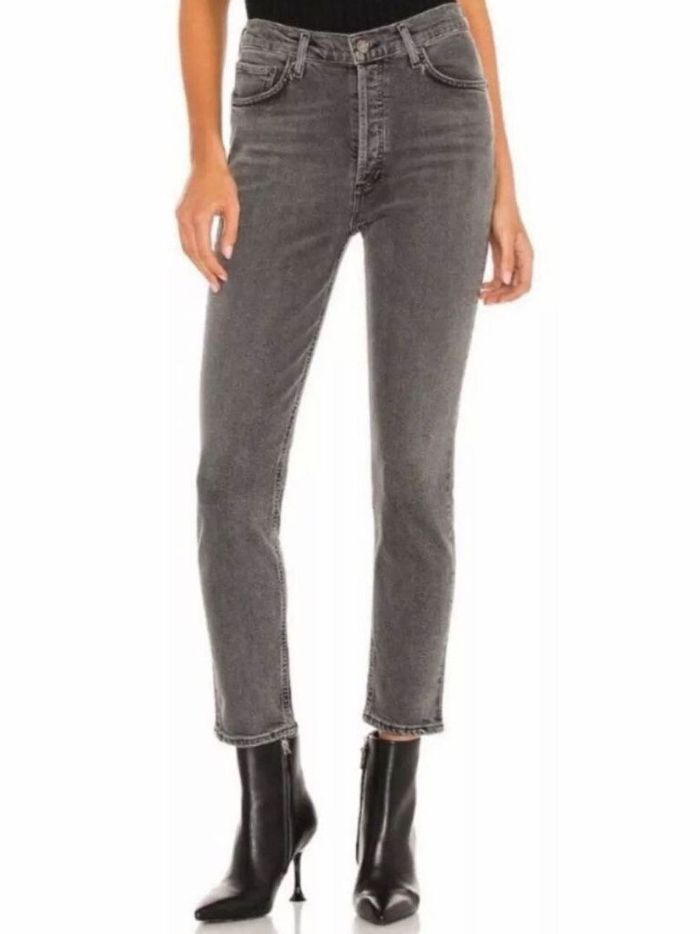 AGOLDE Nico High-Rise Grey Wash Slim Jeans (28)